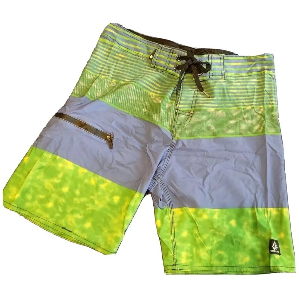 Swimsuit Volcom Small 28/30 Men Swim Shorts Bathing Suit Green Blue Tie Dye New
